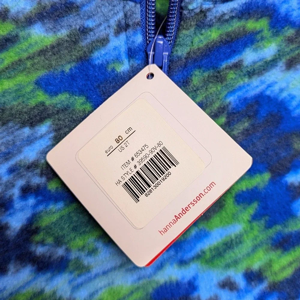 Hanna Andersson‎ Blue Camo Half Zip Fleece Pullover Sweater Size 2T New NWT